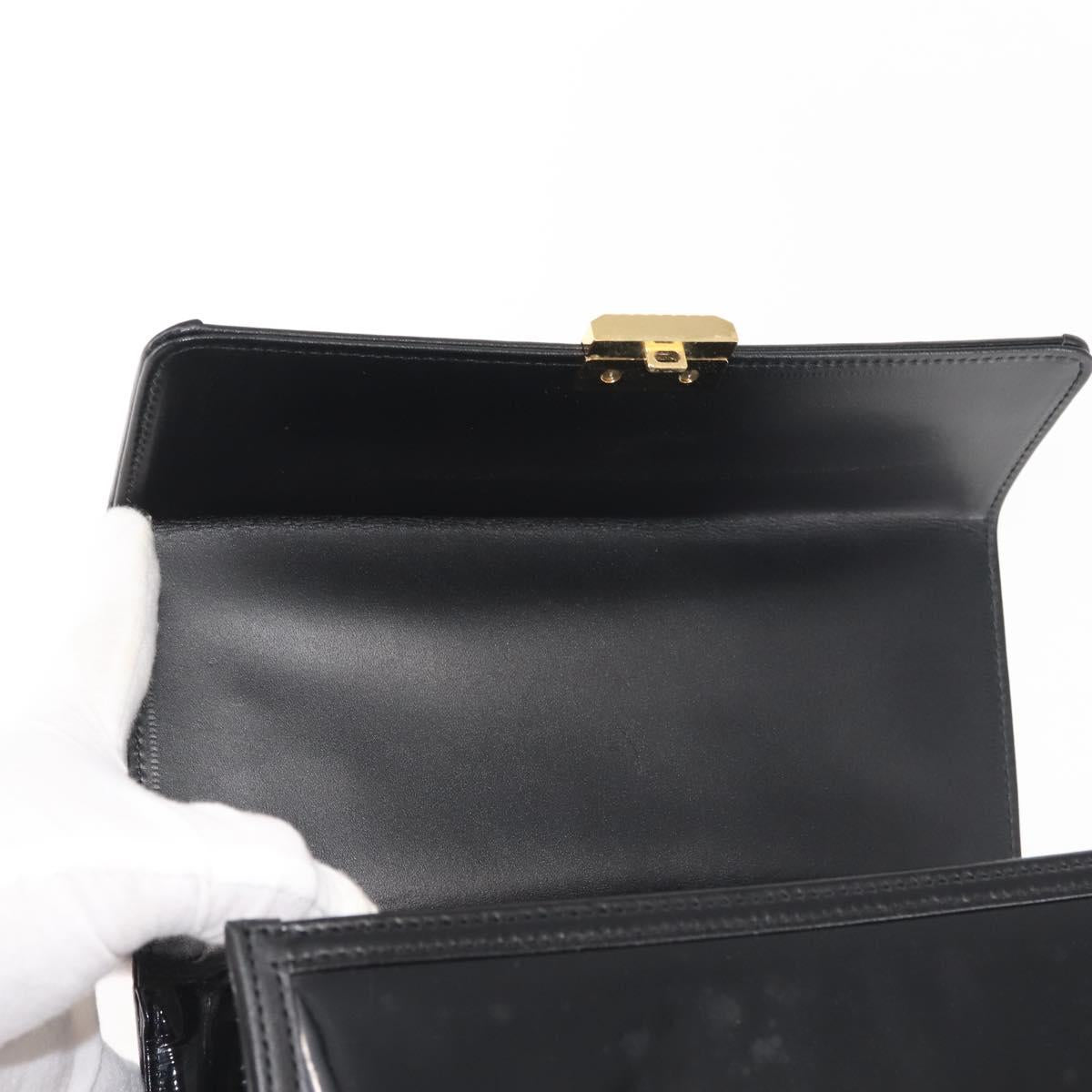 VERSACE Vanity Pouch Enamel Black Gold Auth BA6291
