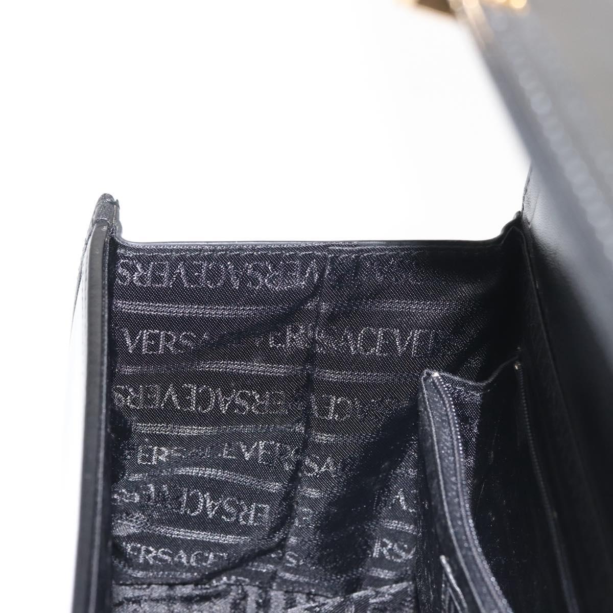 VERSACE Vanity Pouch Enamel Black Gold Auth BA6291
