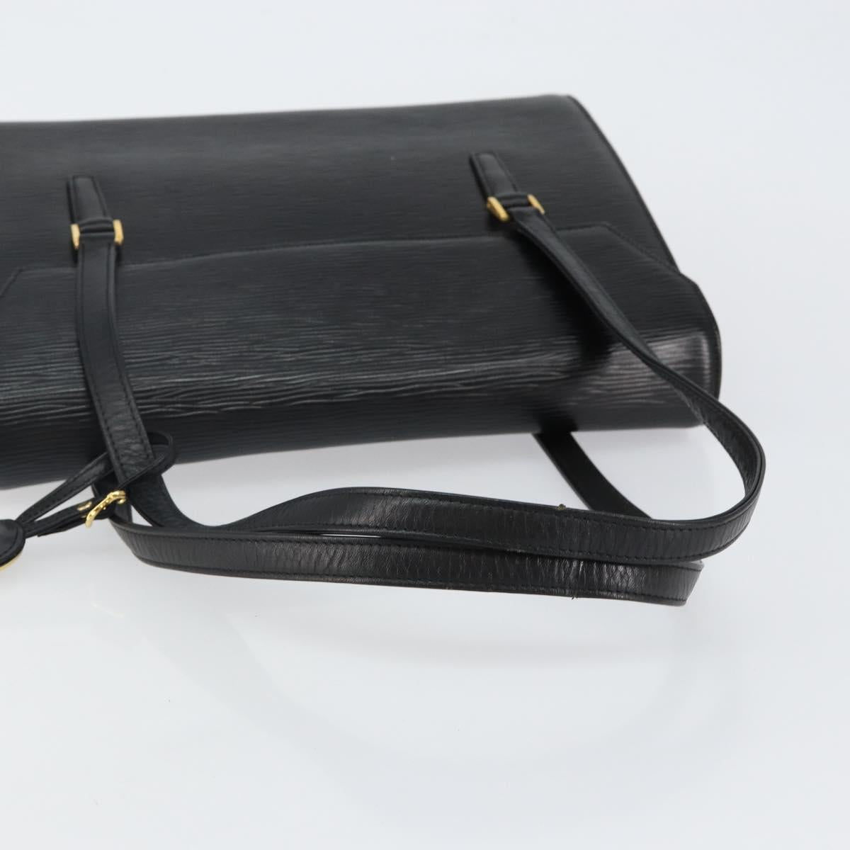 VALENTINO Shoulder Bag Leather Black Gold Auth BA6292