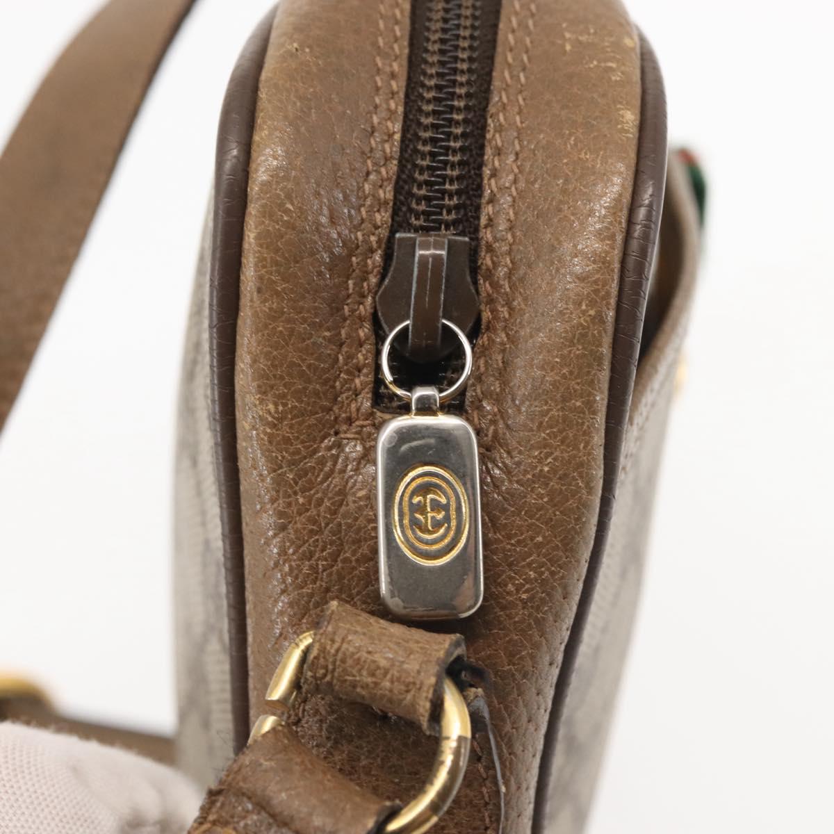 GUCCI GG Supreme Web Sherry Line Shoulder Bag PVC Beige 116 02 089 Auth BA6301
