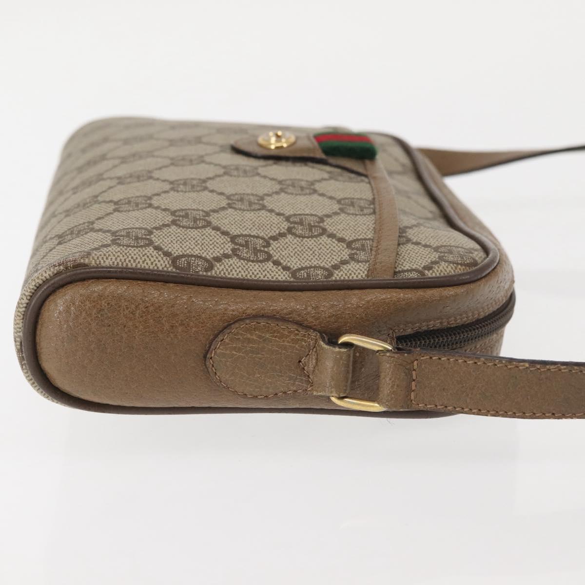 GUCCI GG Supreme Web Sherry Line Shoulder Bag PVC Beige 116 02 089 Auth BA6301