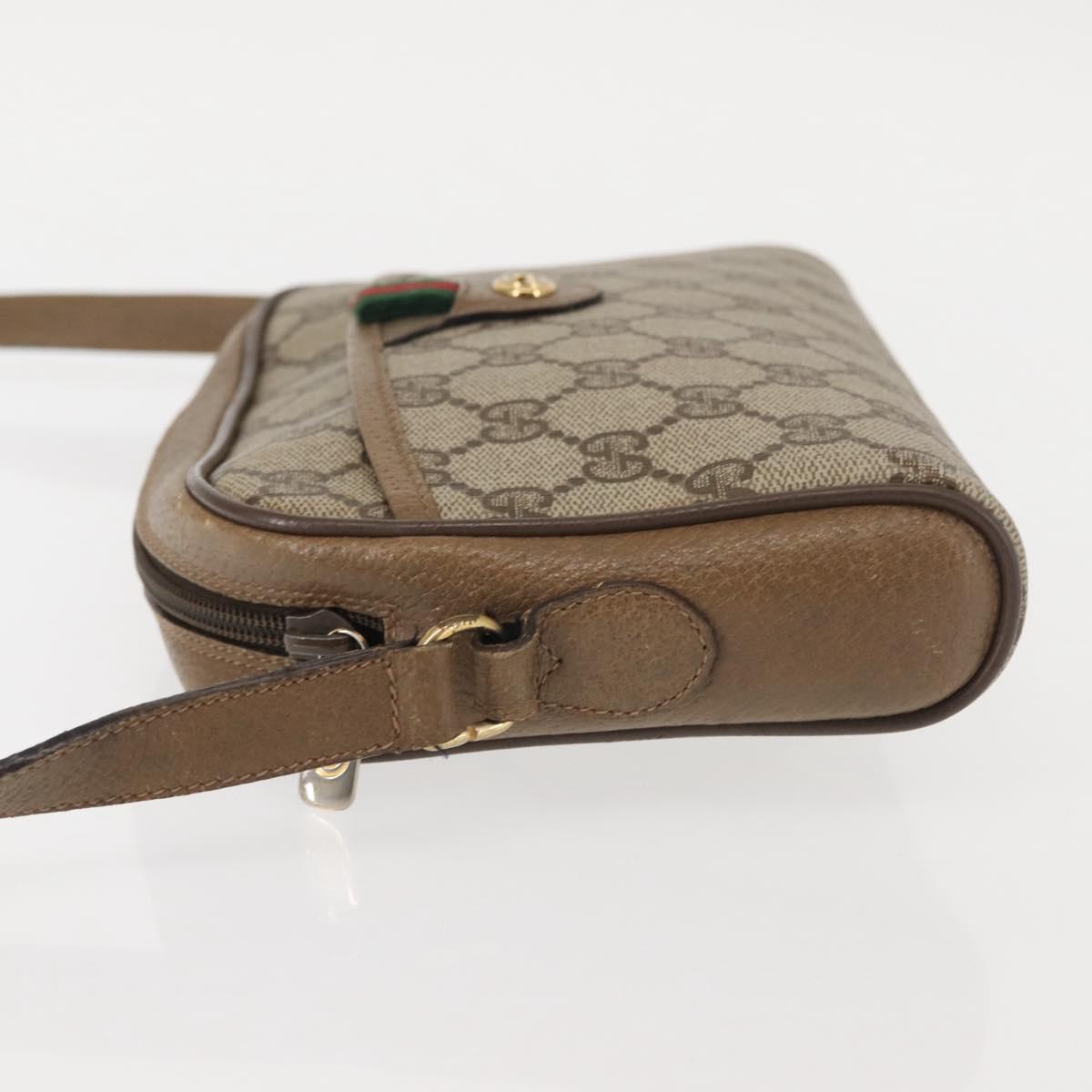 GUCCI GG Supreme Web Sherry Line Shoulder Bag PVC Beige 116 02 089 Auth BA6301