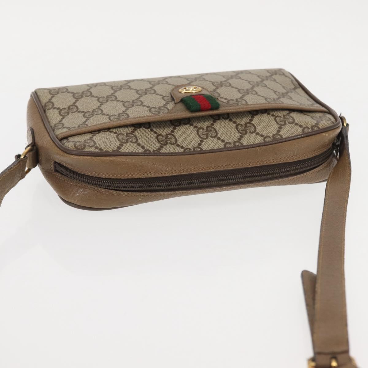 GUCCI GG Supreme Web Sherry Line Shoulder Bag PVC Beige 116 02 089 Auth BA6301