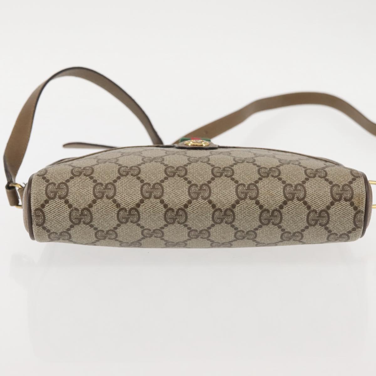 GUCCI GG Supreme Web Sherry Line Shoulder Bag PVC Beige 116 02 089 Auth BA6301