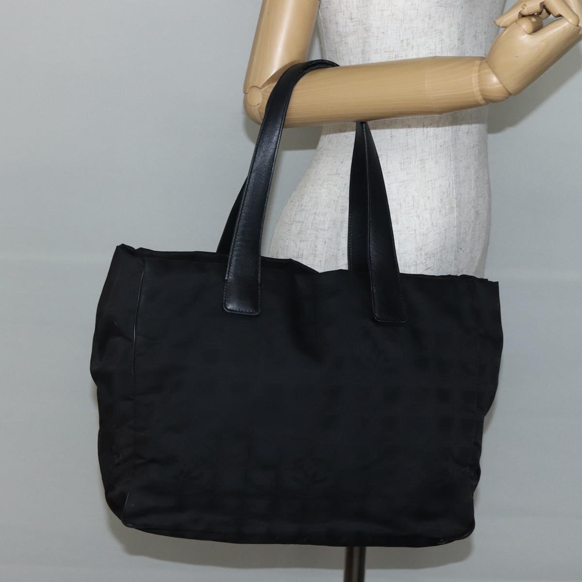 CHANEL New Travel Line Tote Bag Nylon Black CC Auth BA6319