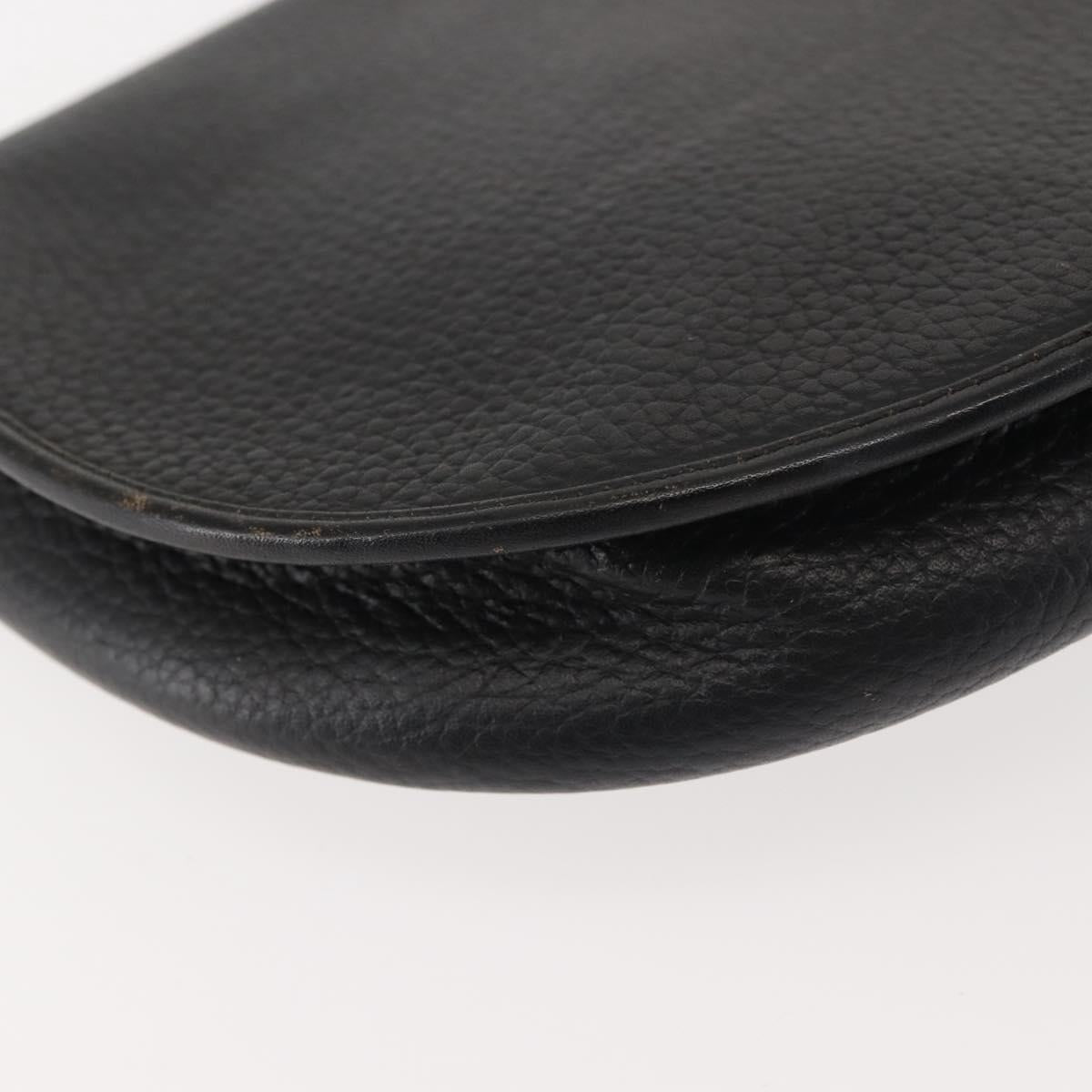 Christian Dior Shoulder Bag Leather Black Gold Auth BA6321