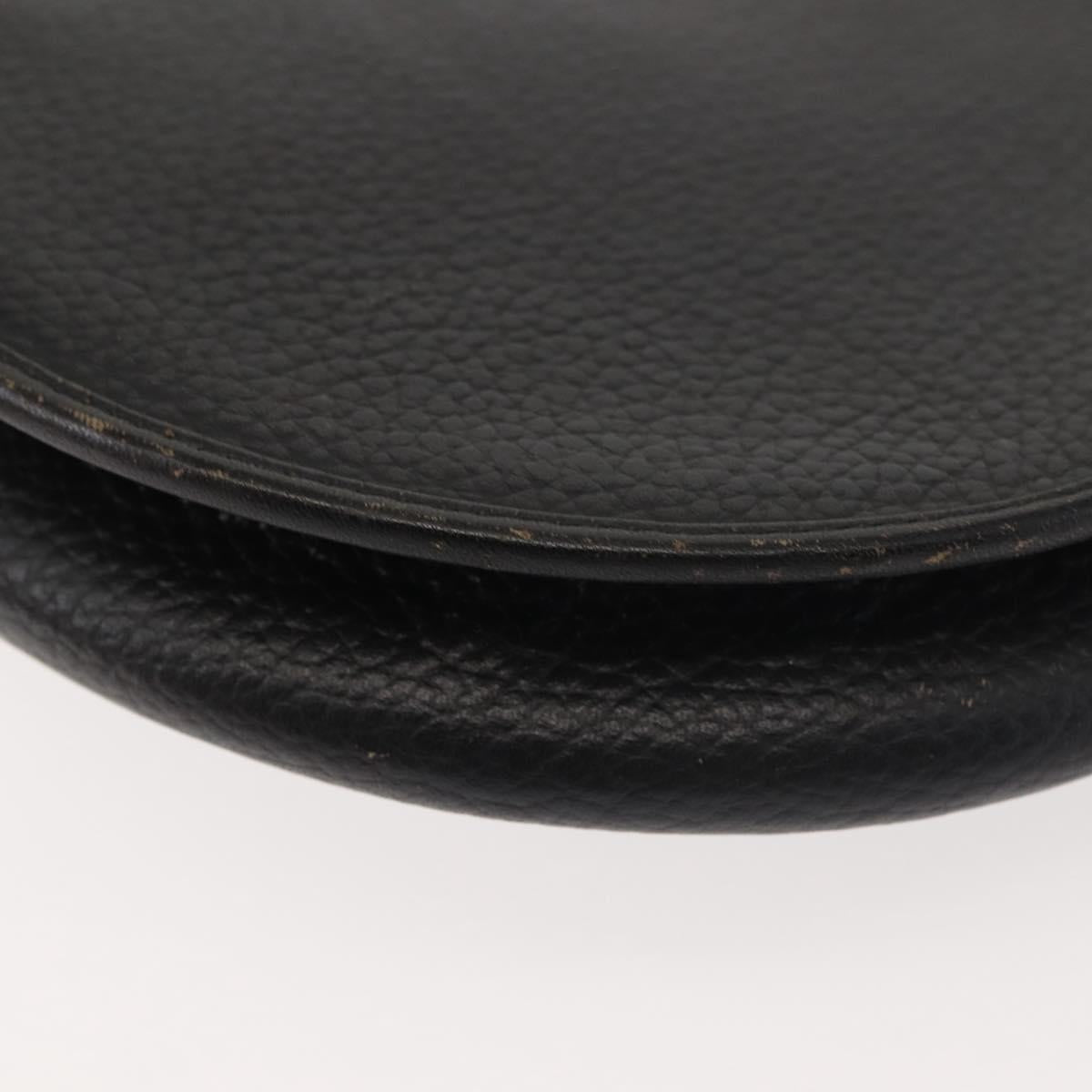 Christian Dior Shoulder Bag Leather Black Gold Auth BA6321