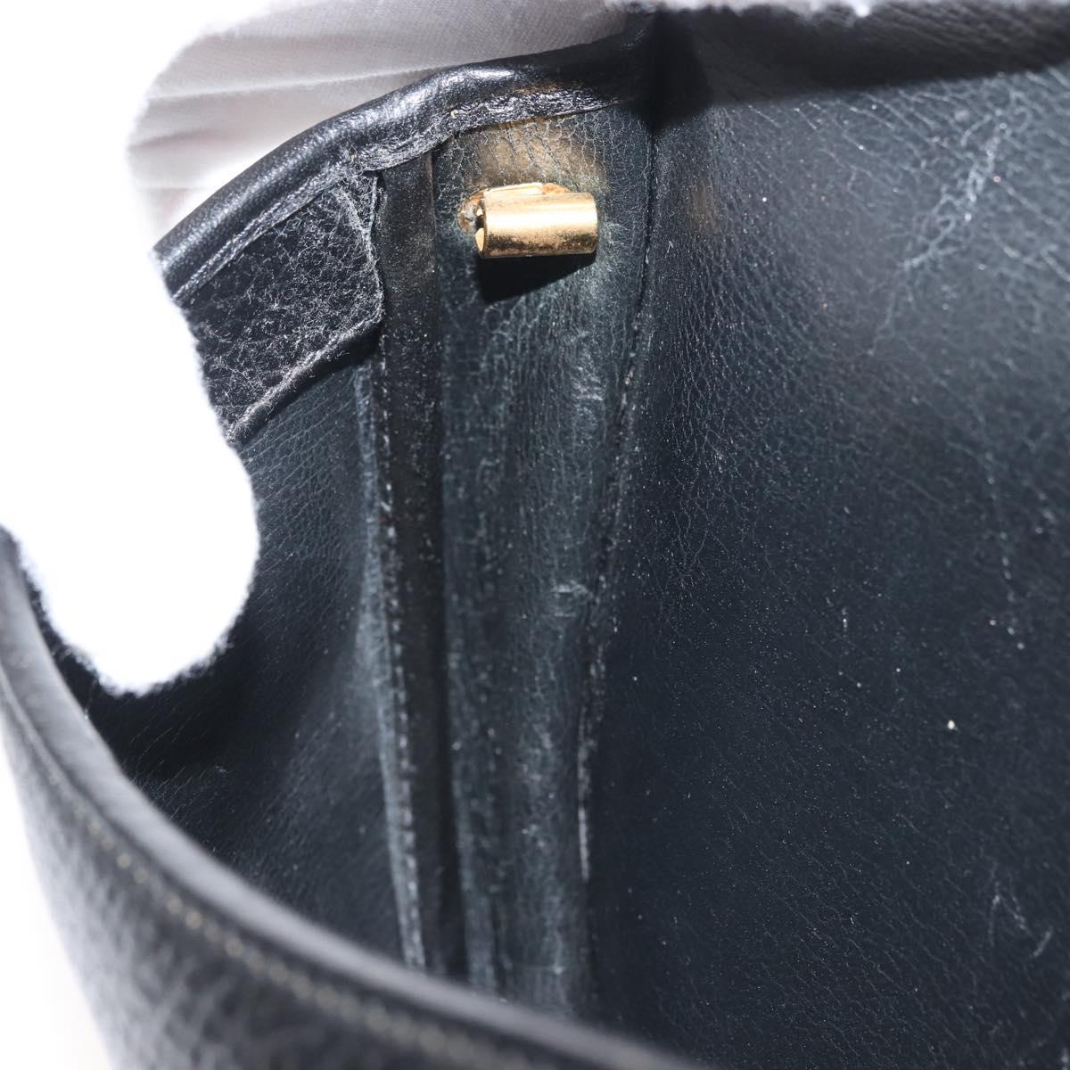 Christian Dior Shoulder Bag Leather Black Gold Auth BA6321