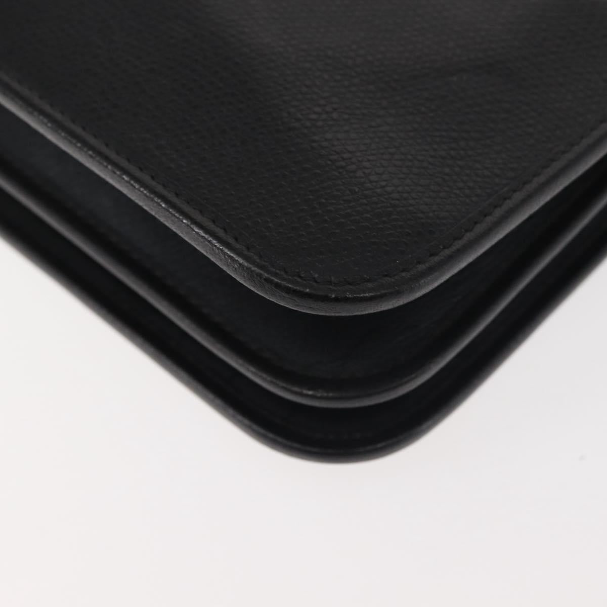 Christian Dior Shoulder Bag Leather Black Gold Auth BA6322