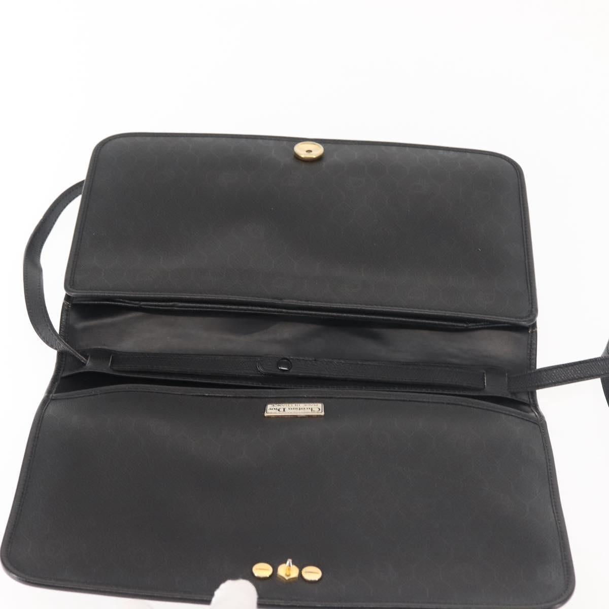 Christian Dior Shoulder Bag Leather Black Gold Auth BA6322