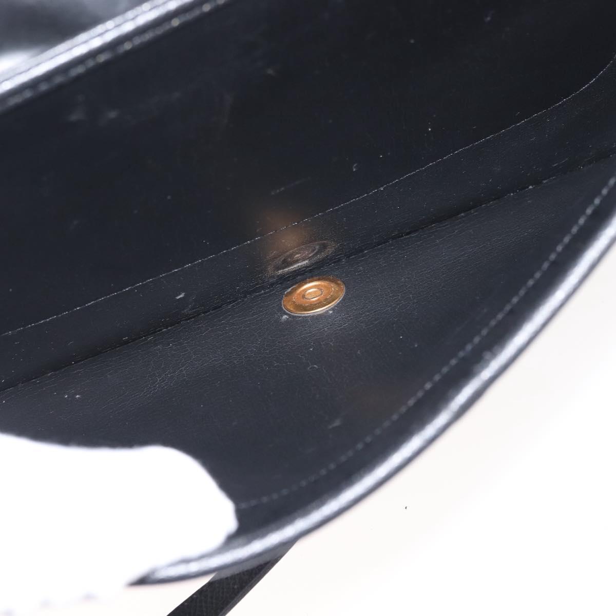 Christian Dior Shoulder Bag Leather Black Gold Auth BA6322