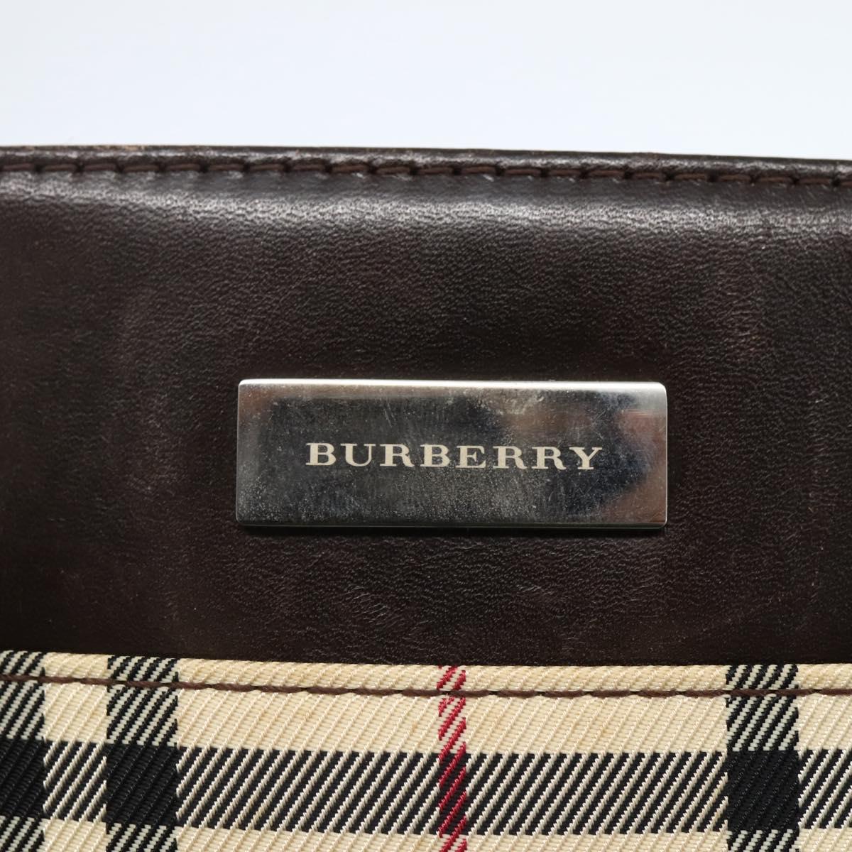 BURBERRY Nova Check Hand Bag Canvas Beige Gold Auth BA6325