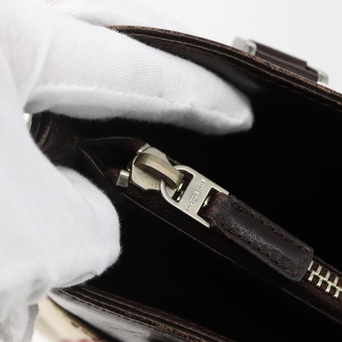 BURBERRY Nova Check Hand Bag Canvas Beige Gold Auth BA6325