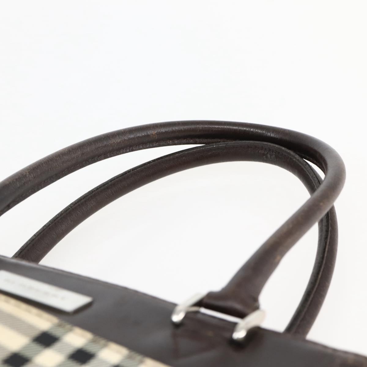 BURBERRY Nova Check Hand Bag Canvas Beige Gold Auth BA6325