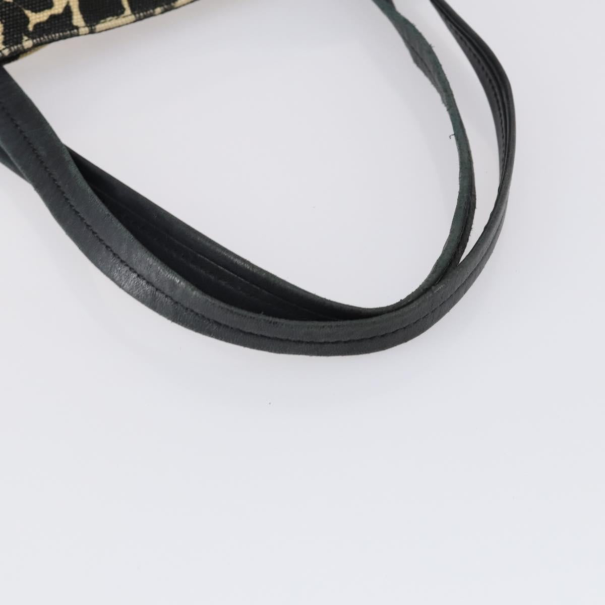 CELINE Horizontal Cabas Tote Bag Canvas Leather Beige Black Auth BA6326