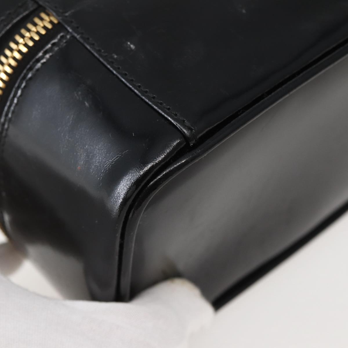 GUCCI Bamboo Vanity Pouch Enamel Black Gold 032 1705 0151 Auth BA6332