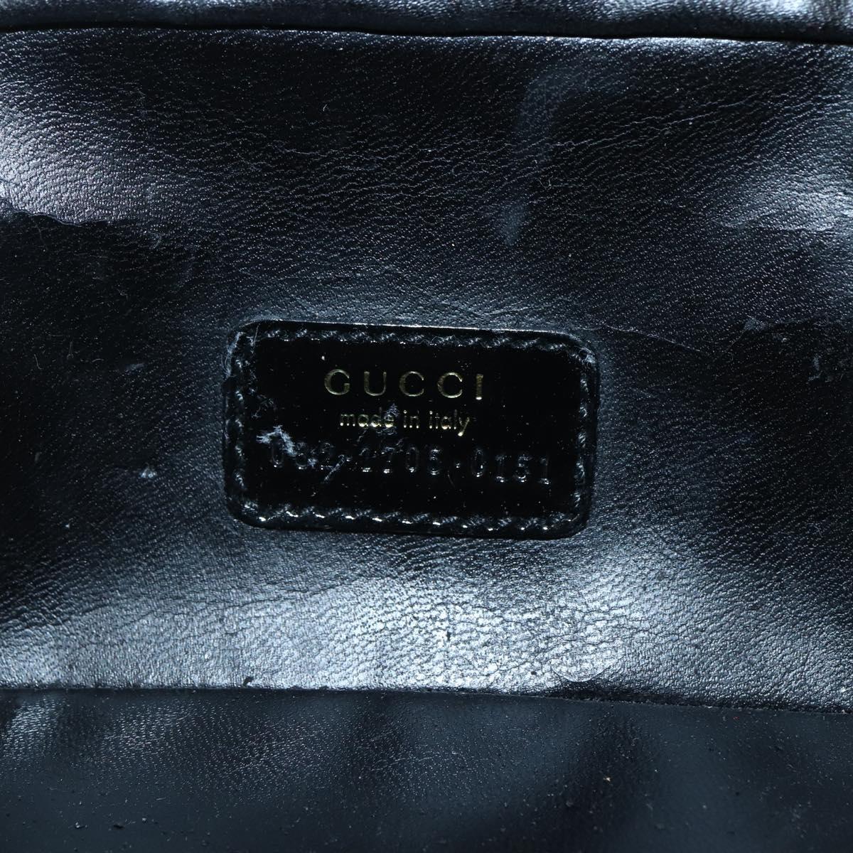 GUCCI Bamboo Vanity Pouch Enamel Black Gold 032 1705 0151 Auth BA6332