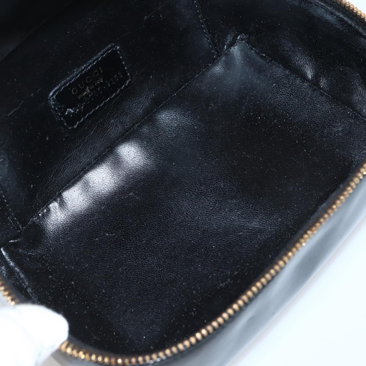 GUCCI Bamboo Vanity Pouch Enamel Black Gold 032 1705 0151 Auth BA6332