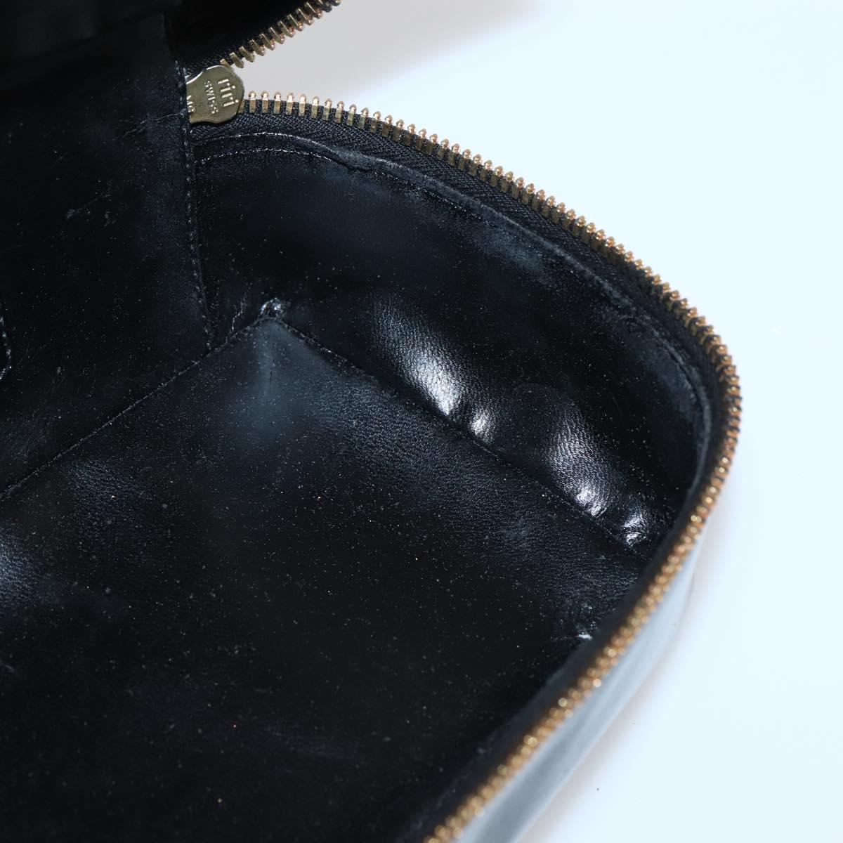 GUCCI Bamboo Vanity Pouch Enamel Black Gold 032 1705 0151 Auth BA6332