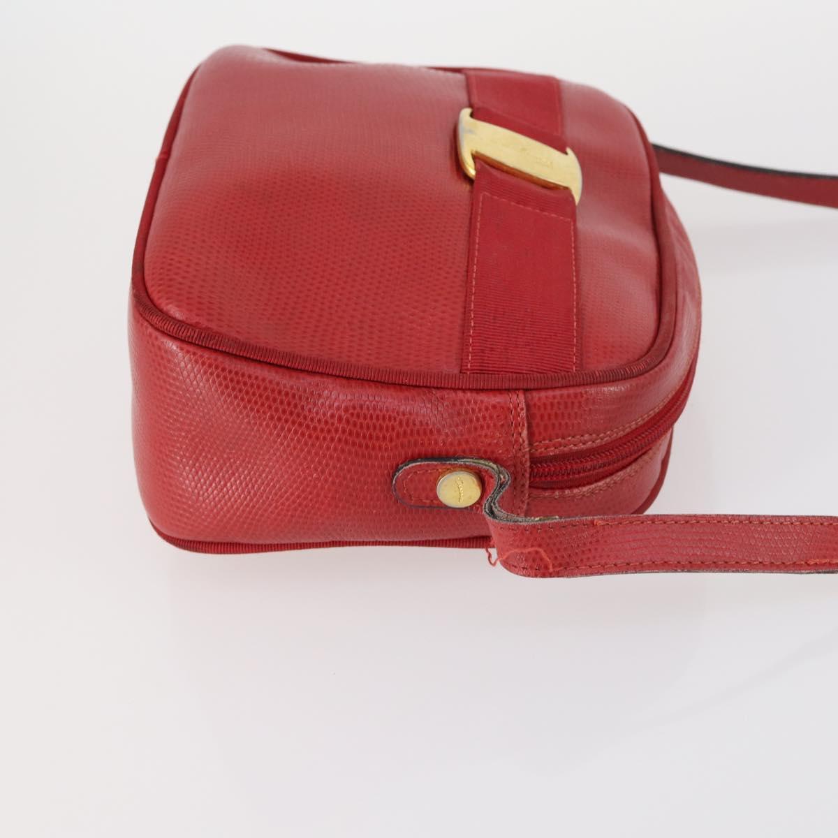 Salvatore Ferragamo Shoulder Bag Leather Canvas 3Set Red Black Auth BA6335