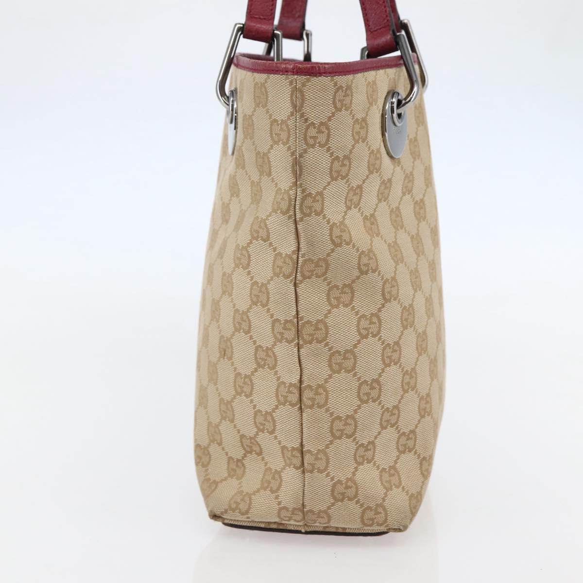 GUCCI GG Canvas Tote Bag Beige Silver 120840 Auth BA6338
