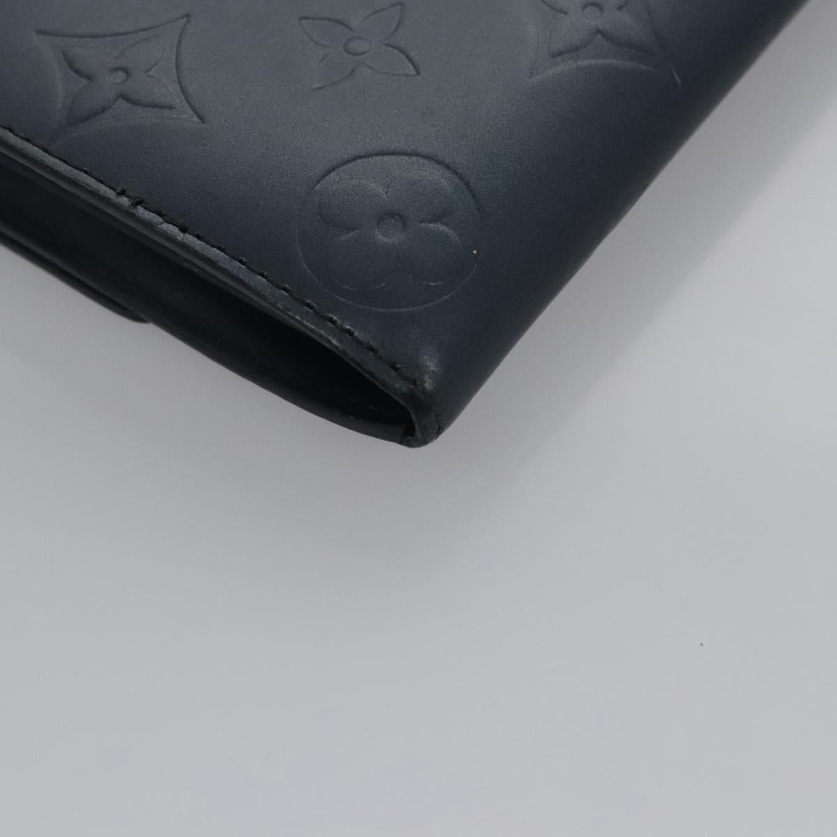 LOUIS VUITTON Monogram Mat Portefeiulle Sarah Long Wallet Blue LV Auth BA634