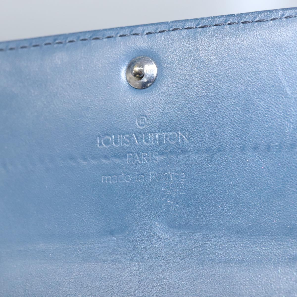 LOUIS VUITTON Monogram Mat Portefeiulle Sarah Long Wallet Blue LV Auth BA634