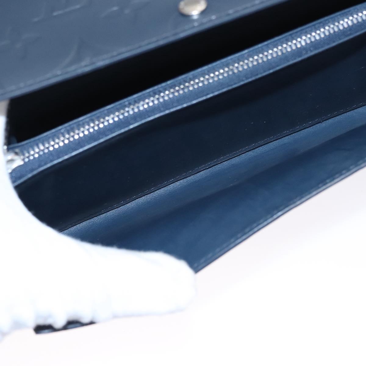 LOUIS VUITTON Monogram Mat Portefeiulle Sarah Long Wallet Blue LV Auth BA634