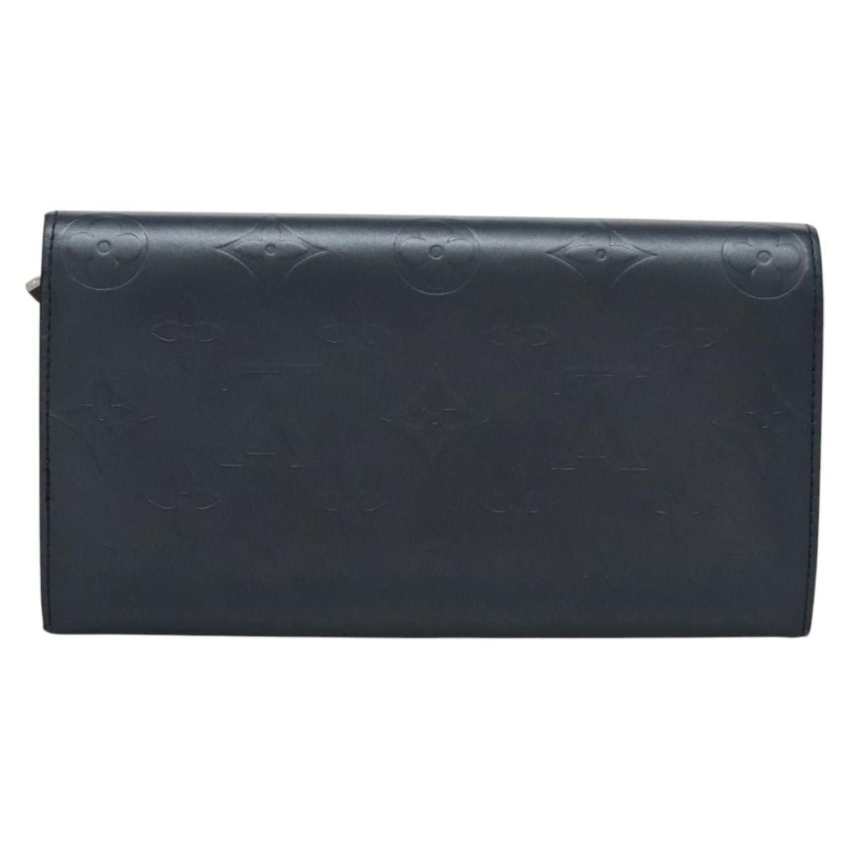 LOUIS VUITTON Monogram Mat Portefeiulle Sarah Long Wallet Blue LV Auth BA634