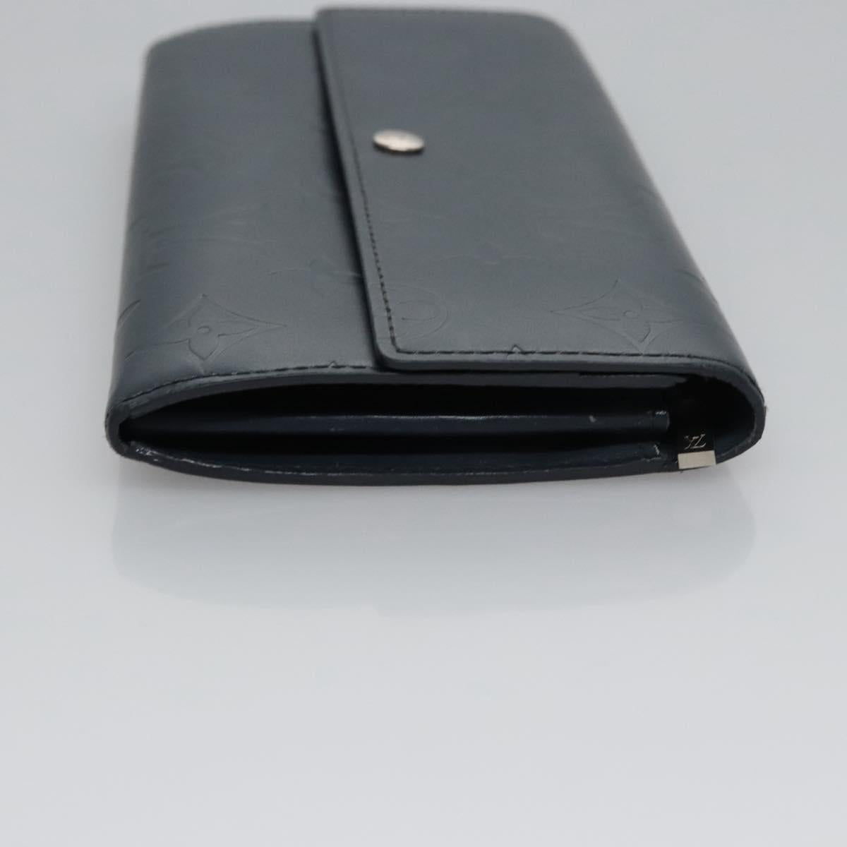 LOUIS VUITTON Monogram Mat Portefeiulle Sarah Long Wallet Blue LV Auth BA634