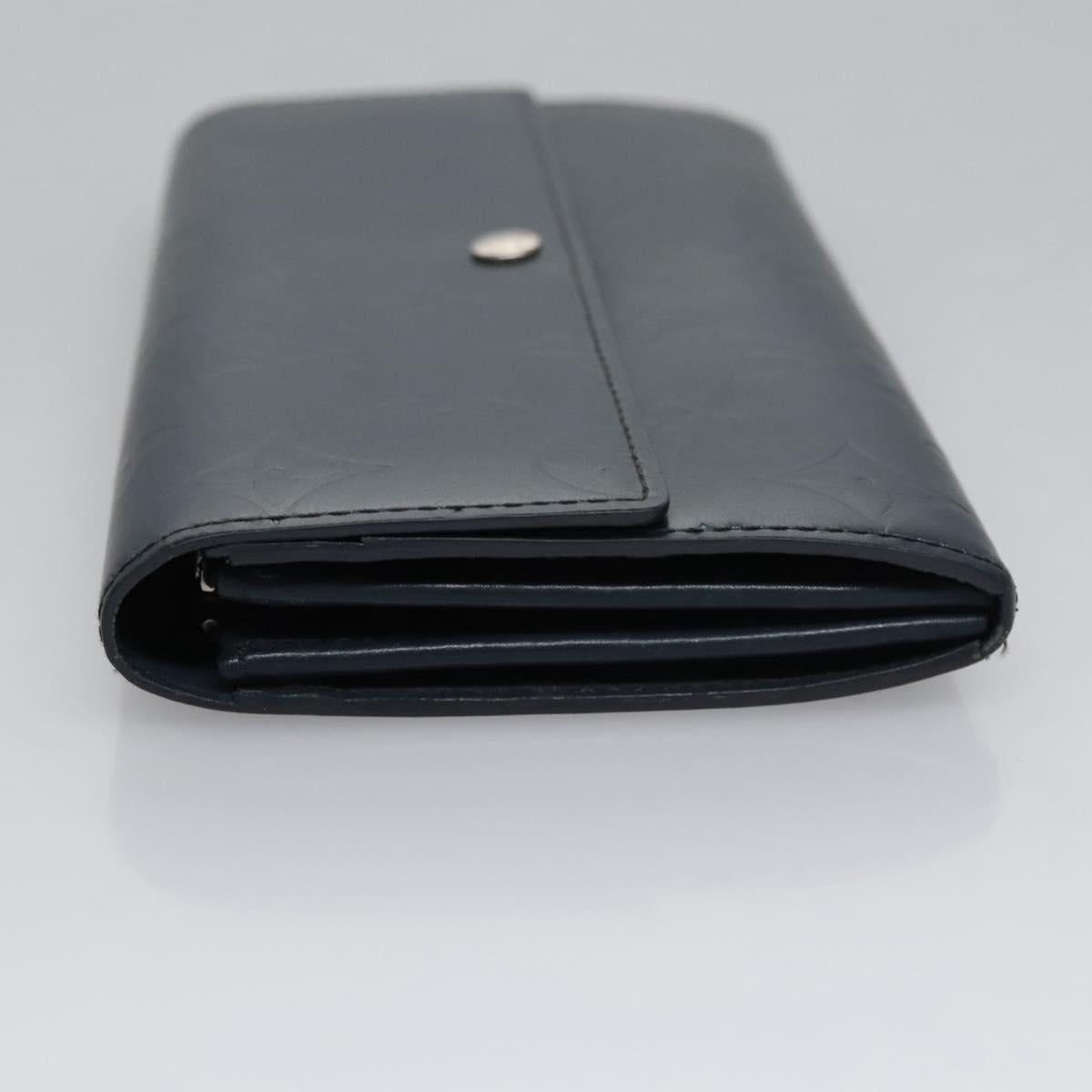 LOUIS VUITTON Monogram Mat Portefeiulle Sarah Long Wallet Blue LV Auth BA634