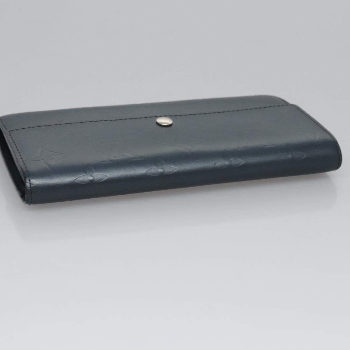 LOUIS VUITTON Monogram Mat Portefeiulle Sarah Long Wallet Blue LV Auth BA634