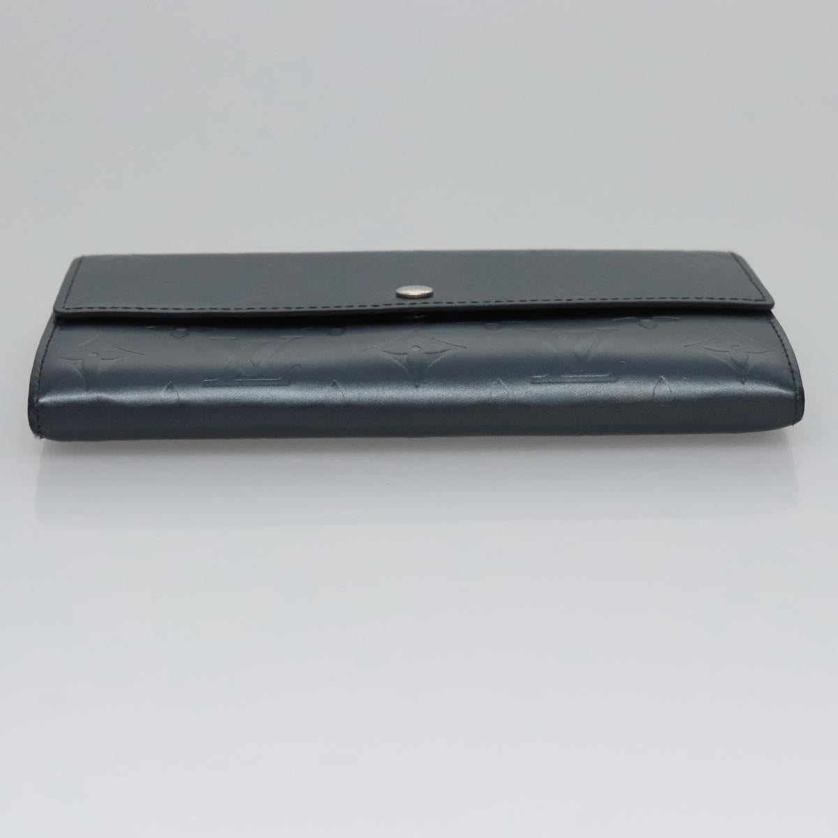 LOUIS VUITTON Monogram Mat Portefeiulle Sarah Long Wallet Blue LV Auth BA634