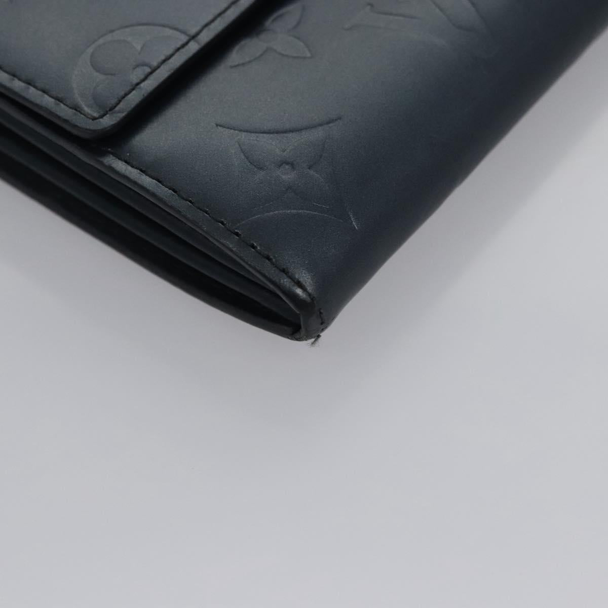 LOUIS VUITTON Monogram Mat Portefeiulle Sarah Long Wallet Blue LV Auth BA634