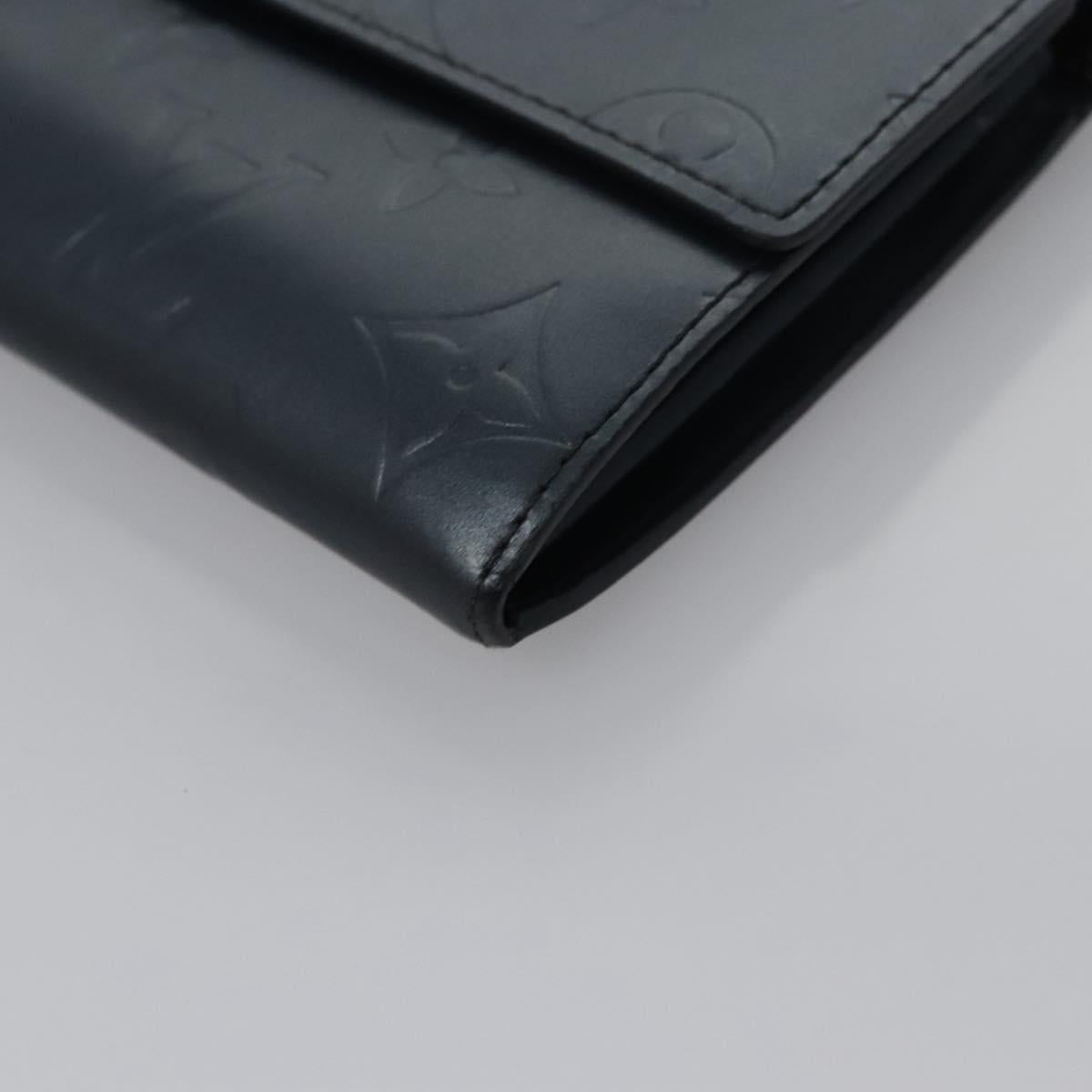 LOUIS VUITTON Monogram Mat Portefeiulle Sarah Long Wallet Blue LV Auth BA634