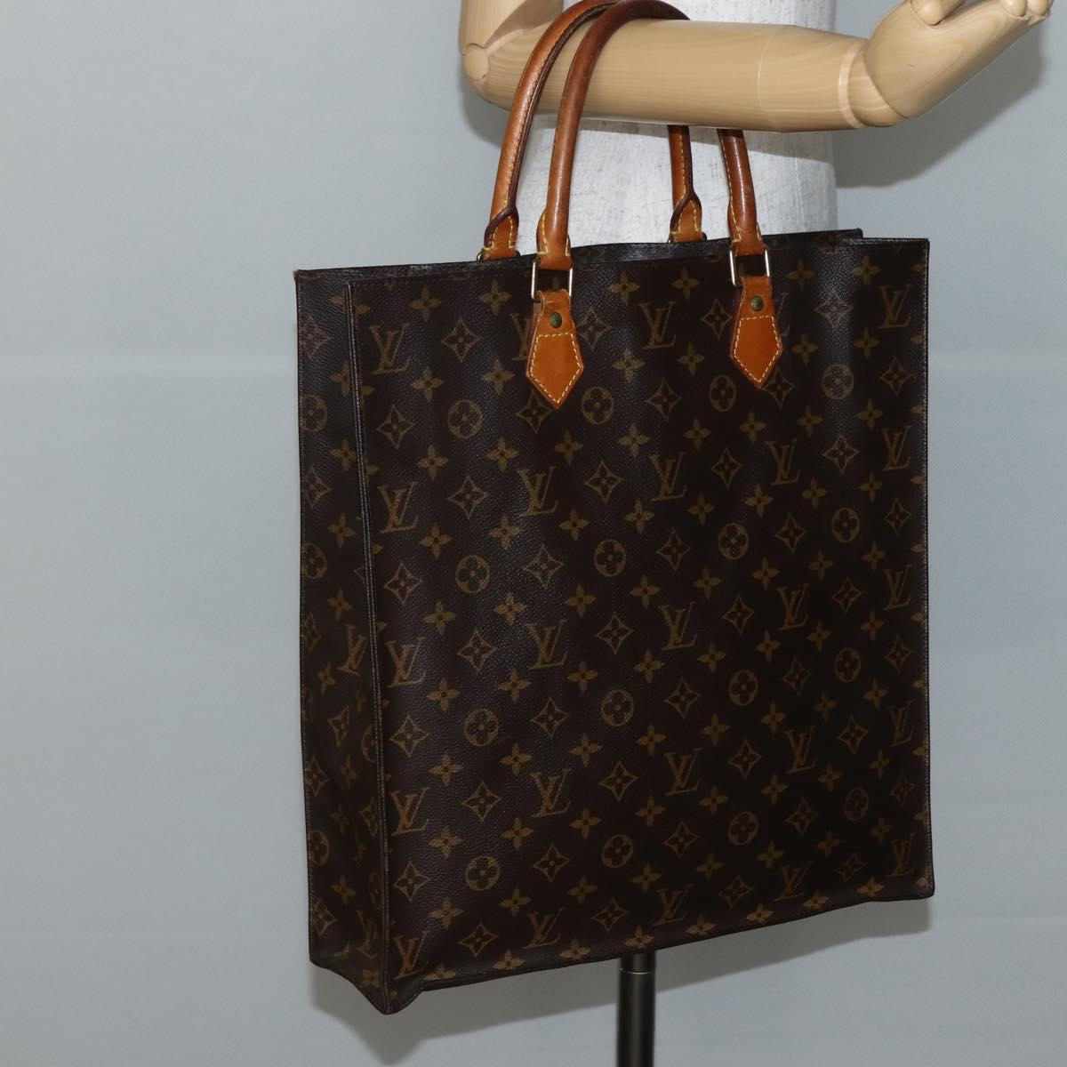 LOUIS VUITTON Monogram Sac Plat Hand Bag M51140 LV Auth BA6342