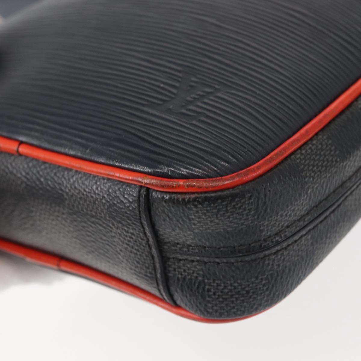 LOUIS VUITTON Epi Damier Graphite Danube PM Bag Navy M51460 LV Auth BA6348