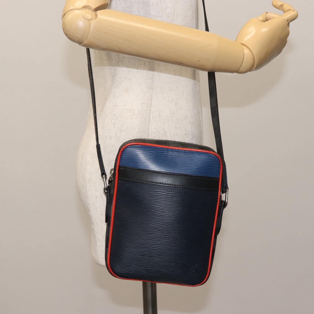 LOUIS VUITTON Epi Damier Graphite Danube PM Bag Navy M51460 LV Auth BA6348