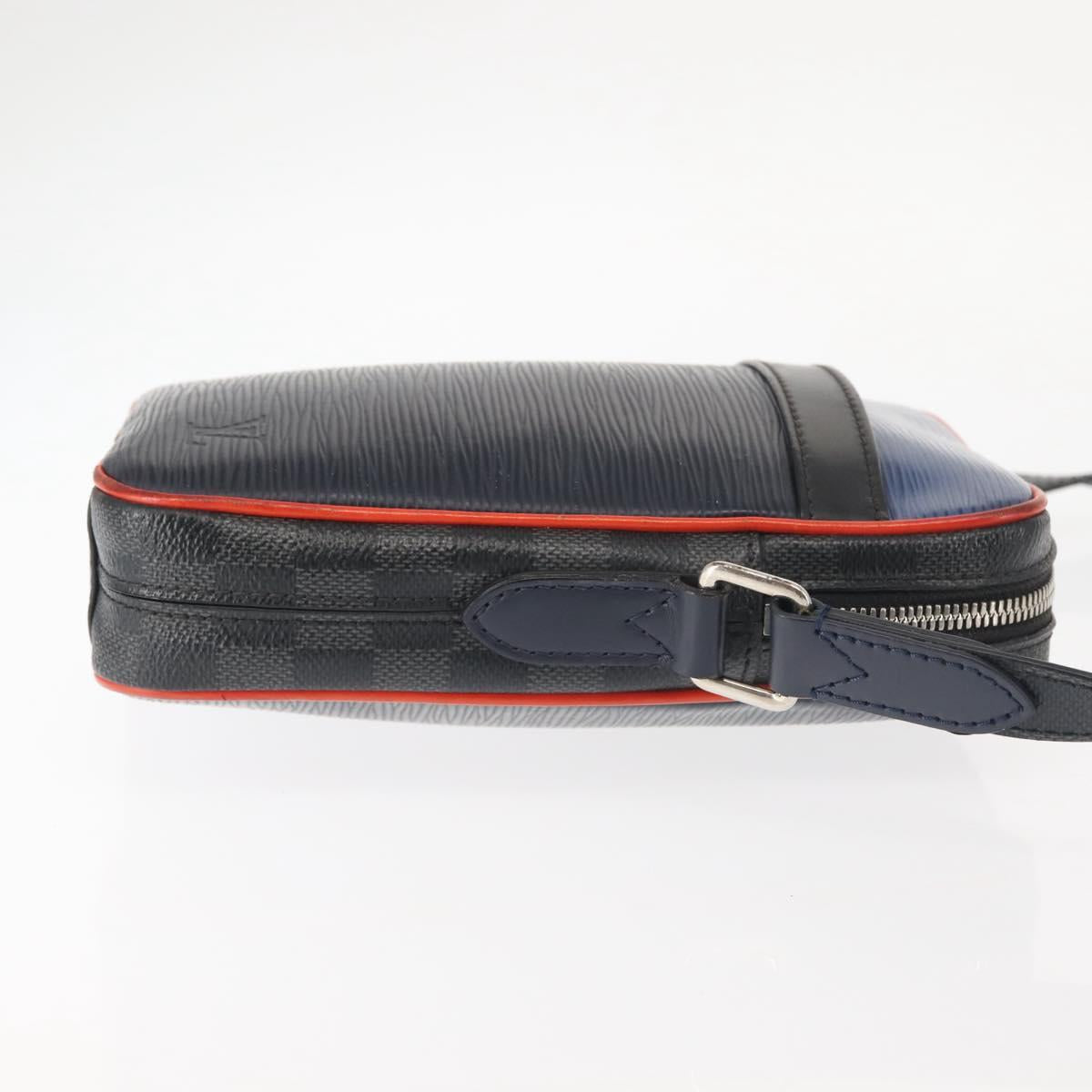 LOUIS VUITTON Epi Damier Graphite Danube PM Bag Navy M51460 LV Auth BA6348