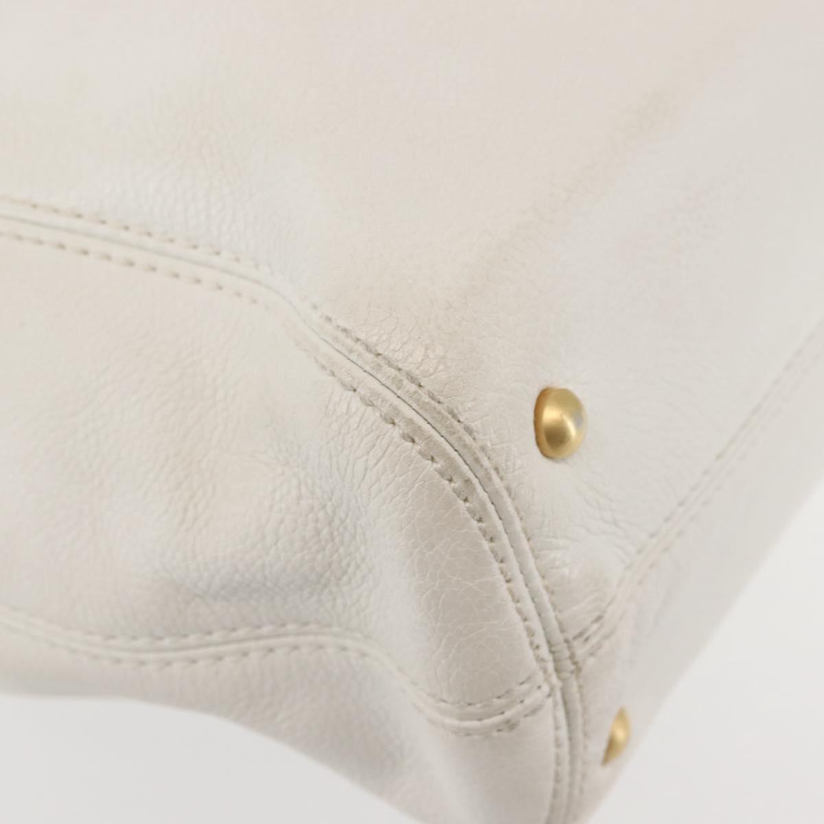 CHANEL Tote Bag Caviar Skin White Gold CC Auth BA6361