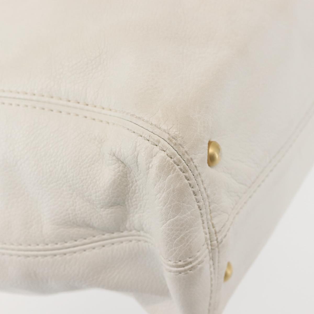 CHANEL Tote Bag Caviar Skin White Gold CC Auth BA6361