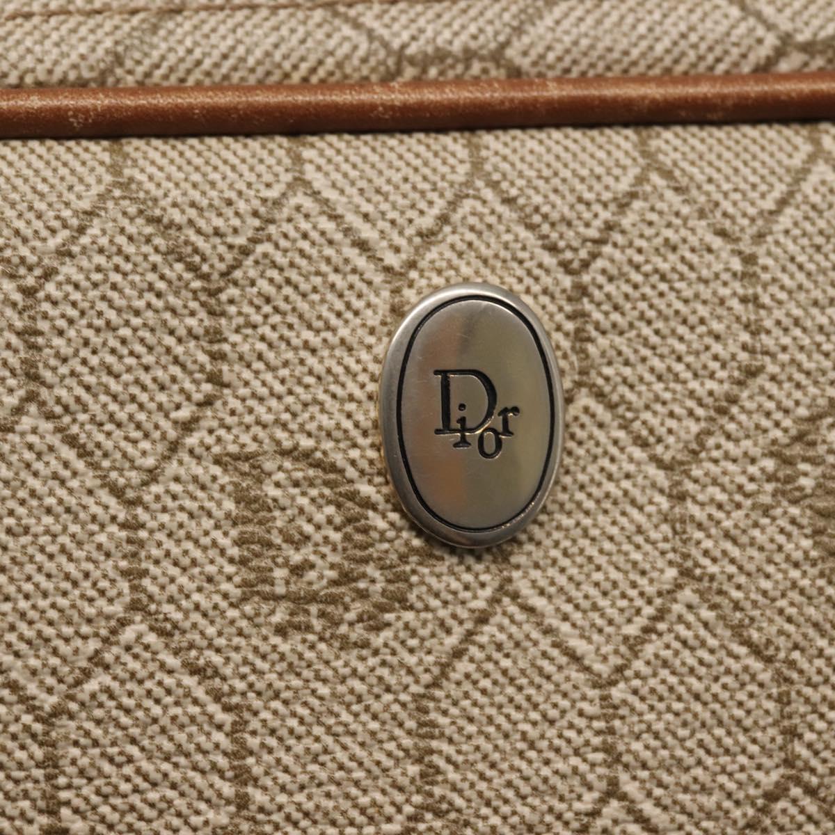 Christian Dior Honeycomb Canvas Shoulder Bag PVC Beige Gold Auth BA6363
