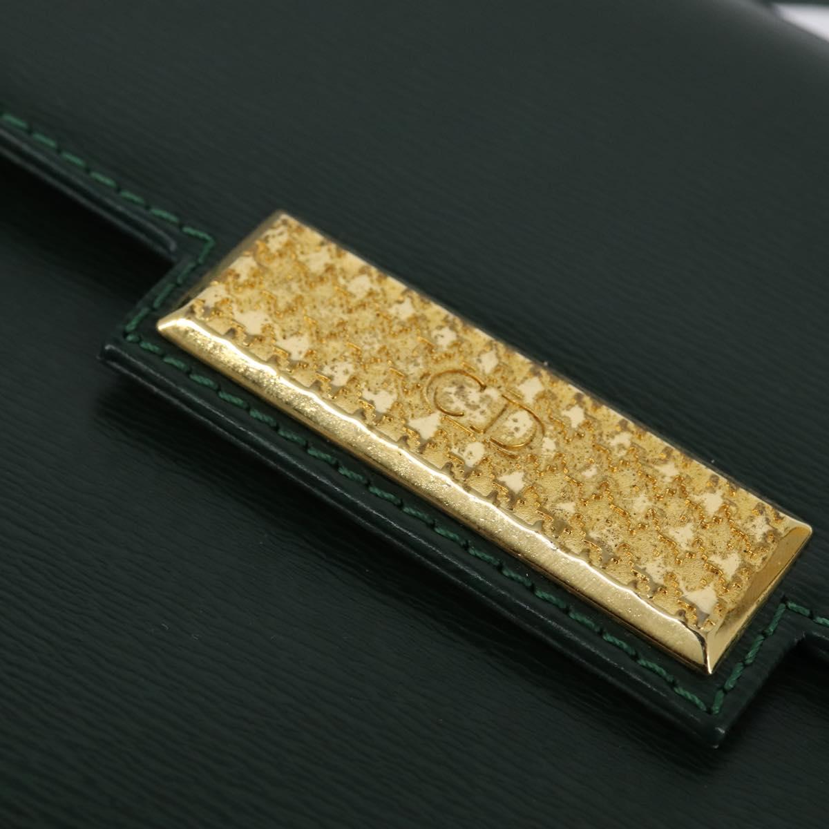 Christian Dior Shoulder Bag Leather Green Gold Auth BA6365
