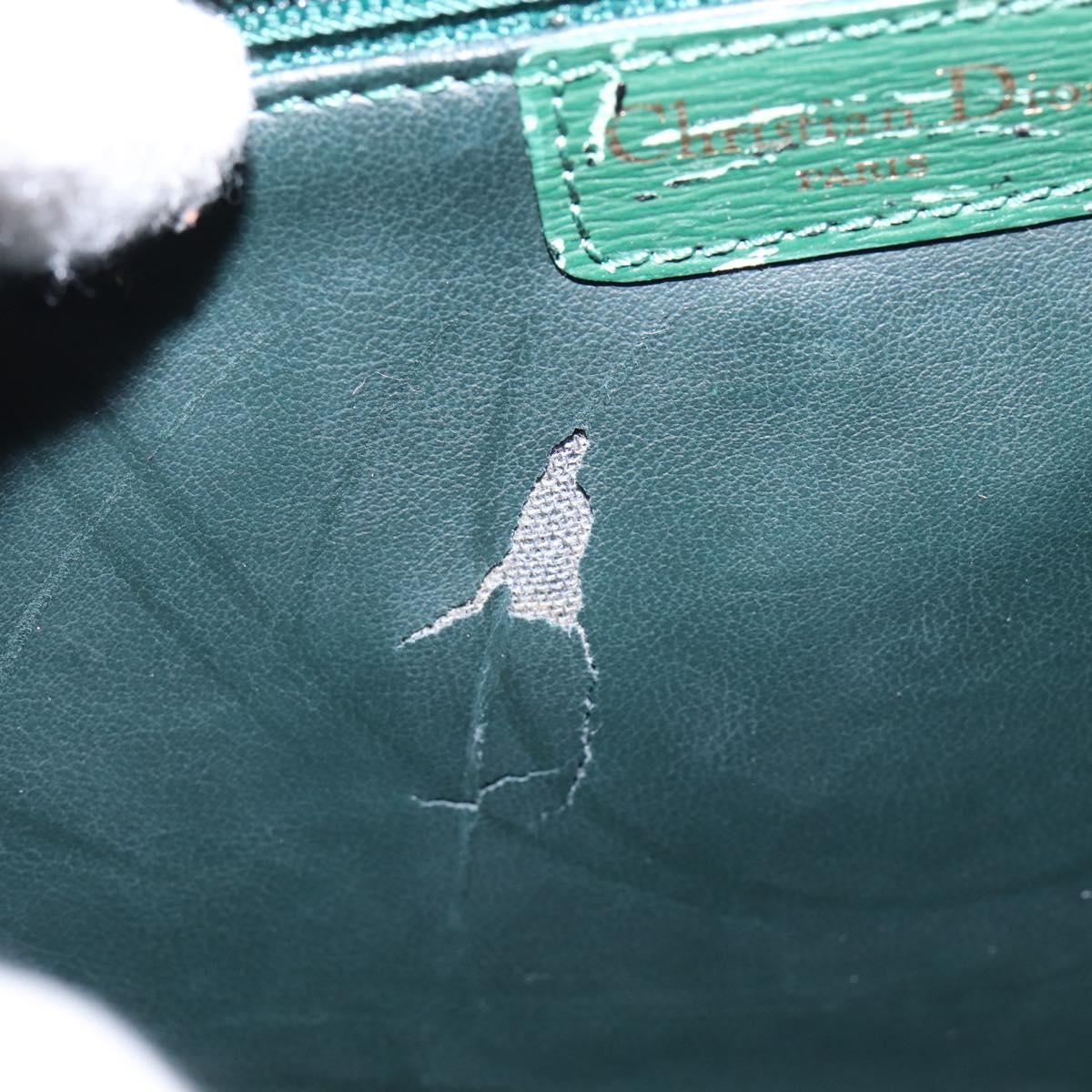 Christian Dior Shoulder Bag Leather Green Gold Auth BA6365
