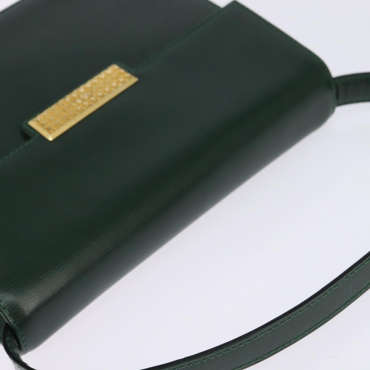 Christian Dior Shoulder Bag Leather Green Gold Auth BA6365