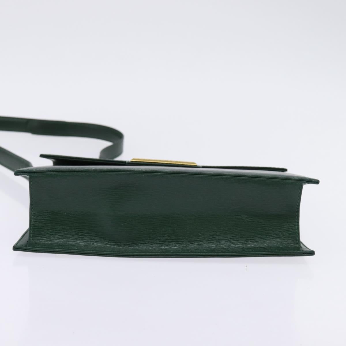 Christian Dior Shoulder Bag Leather Green Gold Auth BA6365