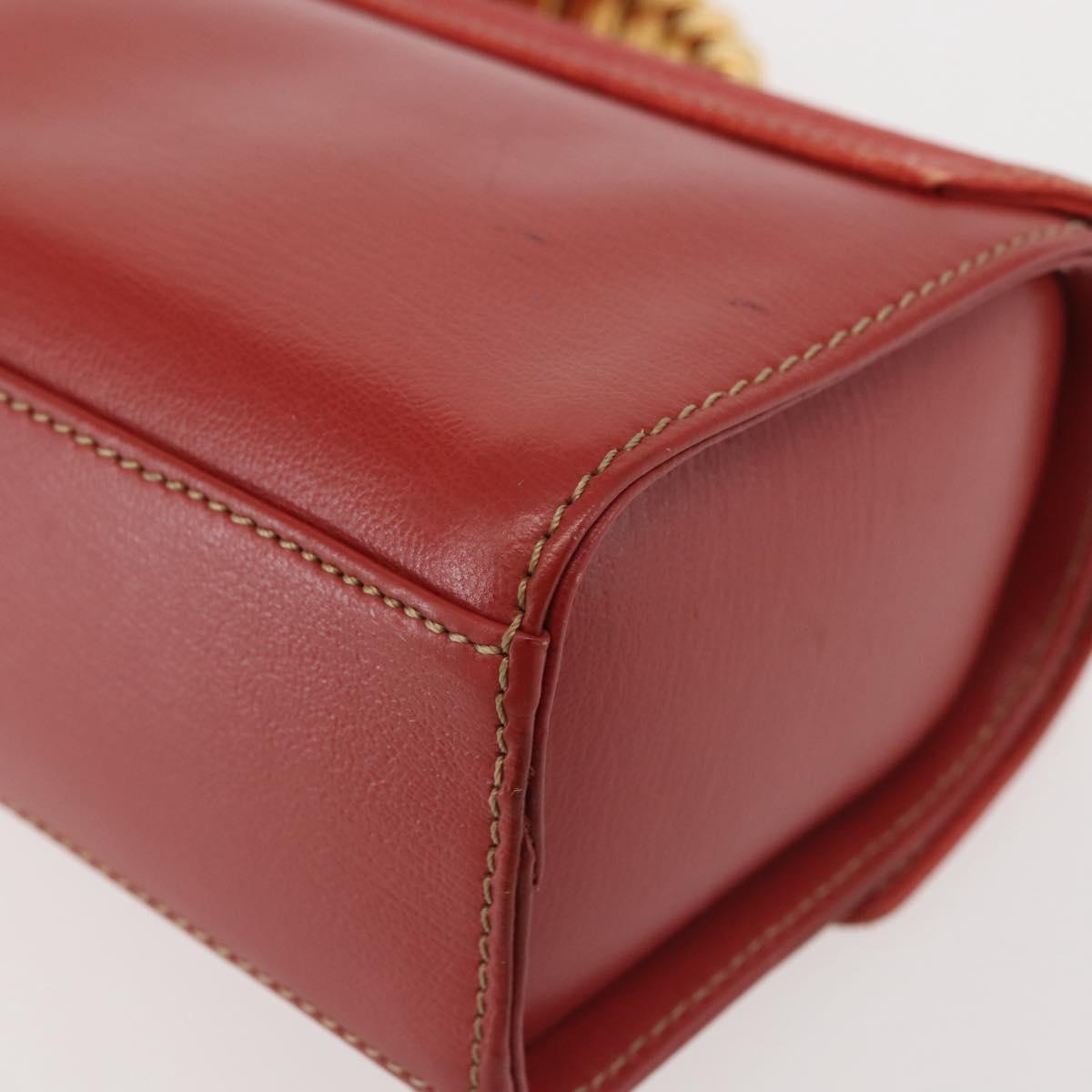 LOEWE Velazquez Hand Bag Leather Red Gold Auth BA6367