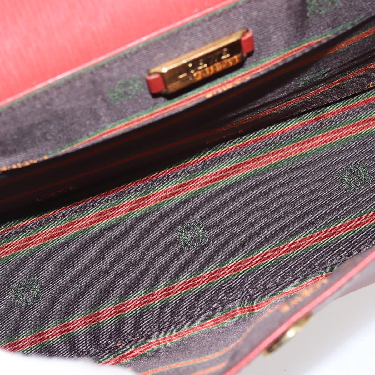 LOEWE Velazquez Hand Bag Leather Red Gold Auth BA6367