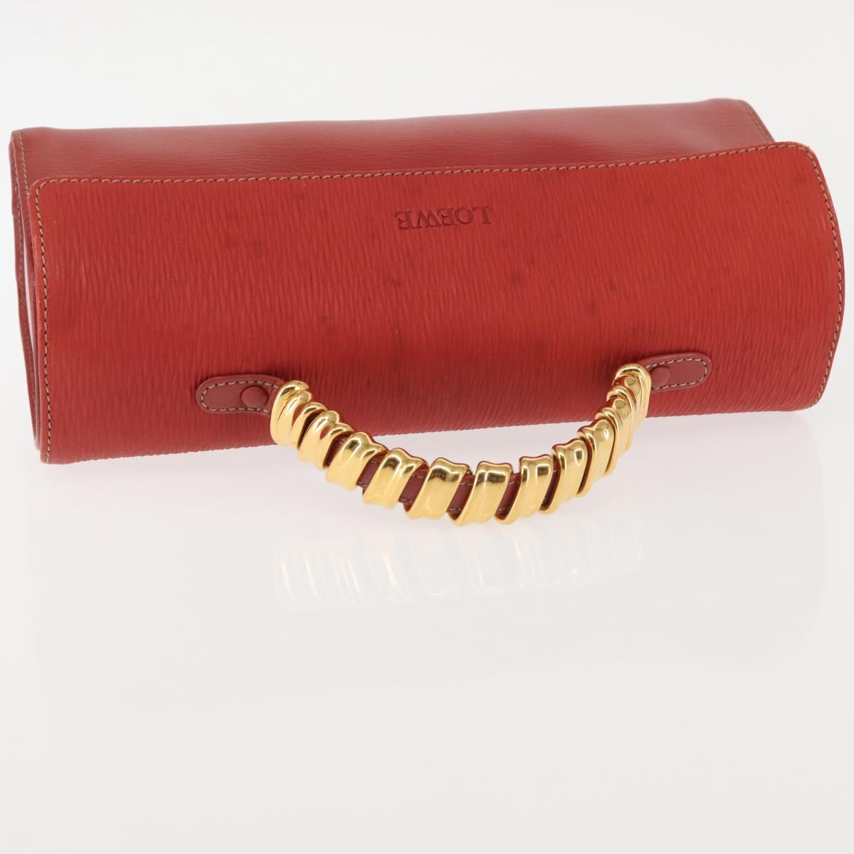 LOEWE Velazquez Hand Bag Leather Red Gold Auth BA6367