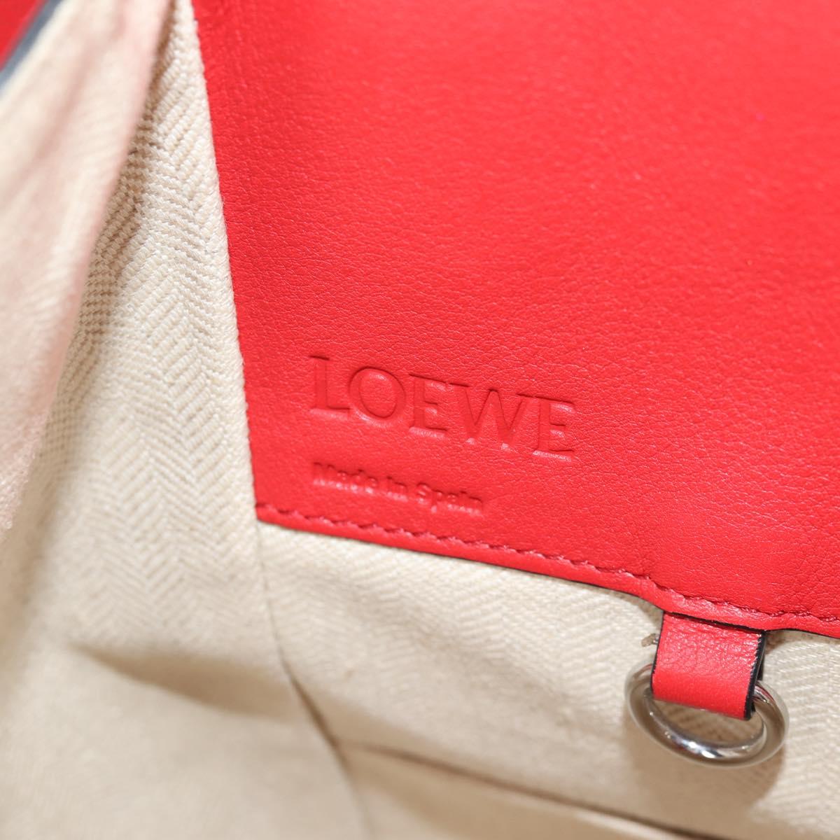 LOEWE Hammock Shoulder Bag Leather Red Silver Auth BA6368M